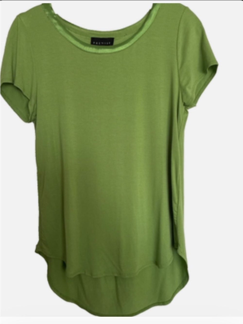 Premise Women’s Green High Low Short Sleeve Blouse Top Size M New Without Tags